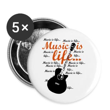 Music is life - Buttons groß 56 mm (5er Pack) - Weiß - Vorne