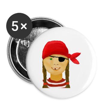 Pirate girl with no teeth - Buttons large 2.2''/56 mm (5-pack) - white - Front