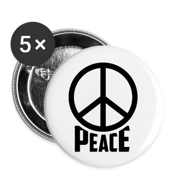 peace Frieden Hippie - Buttons groß 56 mm (5er Pack) - Weiß - Vorne