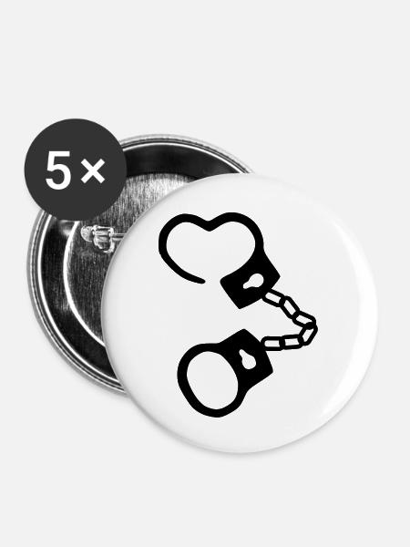Handschellen - Buttons groß 56 mm (5er Pack) - Weiß