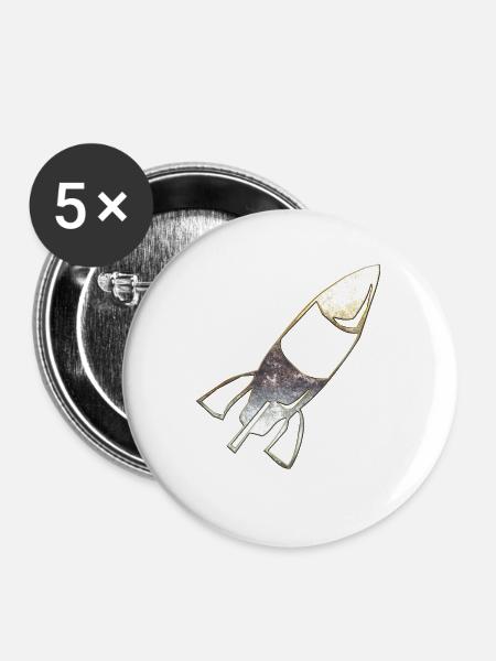 Rakete 15 - Buttons groß 56 mm (5er Pack) - Weiß
