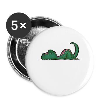 Dino TRex Dinosaure Fatigué No Buck Lazy Gift - Lot de 5 grands badges (56 mm) - blanc - Devant