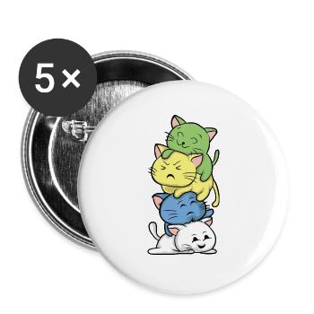 Kawaii cats manga style japan miao gift - Buttons large 2.2''/56 mm (5-pack) - white - Front
