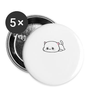 Anime rend heureux chat Manga Japon cadeau - Lot de 5 grands badges (56 mm) - blanc - Devant