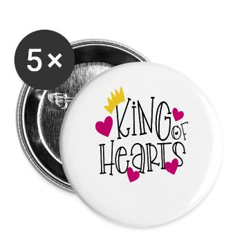 King of Hearts – Herzkönig Krone Valentine - Buttons groß 56 mm (5er Pack) - Weiß - Vorne