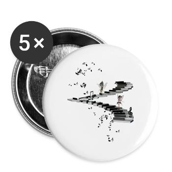 Music, cute fairies dancing on a piano - Buttons large 2.2''/56 mm (5-pack) - white - Front