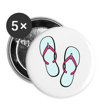 flip flops sommer beach strand party - Buttons groß 56 mm (5er Pack) - Weiß - Vorne
