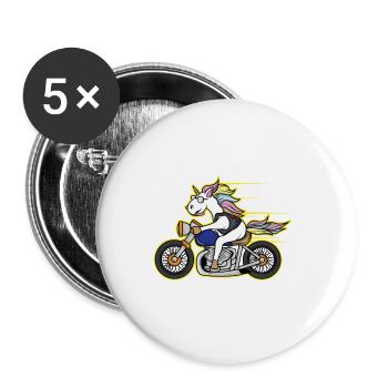 Unicorn Chopper Rocker Leather Jacket Club Gift - Buttons large 2.2''/56 mm (5-pack) - white - Front