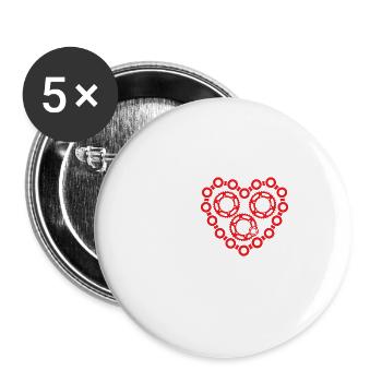 Ich Liebe Motorräder Kette Ritzel Benzin Geschenk - Buttons groß 56 mm (5er Pack) - Weiß - Vorne