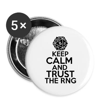 Würfel RNG RPG Rollenspiel Dungeon lustig Geschenk - Buttons groß 56 mm (5er Pack) - Weiß - Vorne