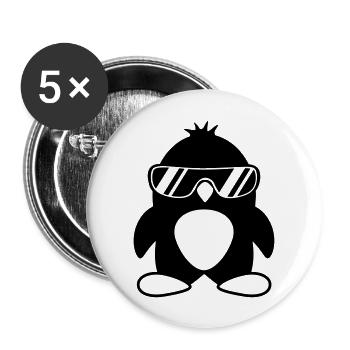Cool Penguin - Buttons large 2.2''/56 mm (5-pack) - white - Front