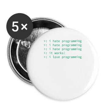Programmierer Coden Hass Nerd Geek lustig Geschenk - Buttons groß 56 mm (5er Pack) - Weiß - Vorne