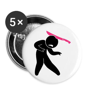 Un zombie dans la tête avec une machette - Lot de 5 grands badges (56 mm) - blanc - Devant