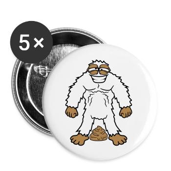 kacke haufen haeufchen gestank scheisse kot yeti m - Buttons groß 56 mm (5er Pack) - Weiß - Vorne