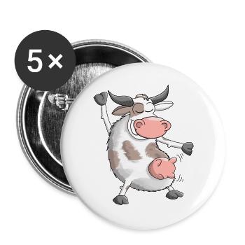Funny, dancing bull - Buttons large 2.2''/56 mm (5-pack) - white - Front