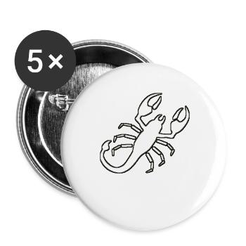 Skorpion - Buttons groß 56 mm (5er Pack) - Weiß - Vorne