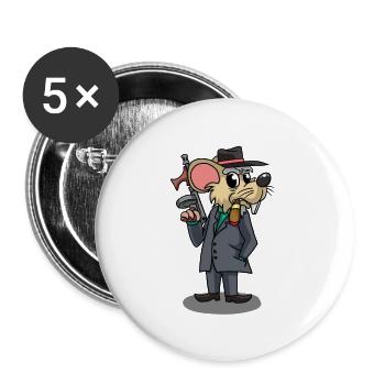 Mafia Maus Gangster Ratte Italien Maffia Drogen - Buttons groß 56 mm (5er Pack) - Weiß - Vorne