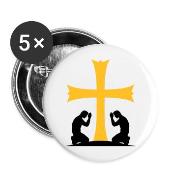 beten kirche symbol kreuz jesus christus christ ka - Buttons groß 56 mm (5er Pack) - Weiß - Vorne
