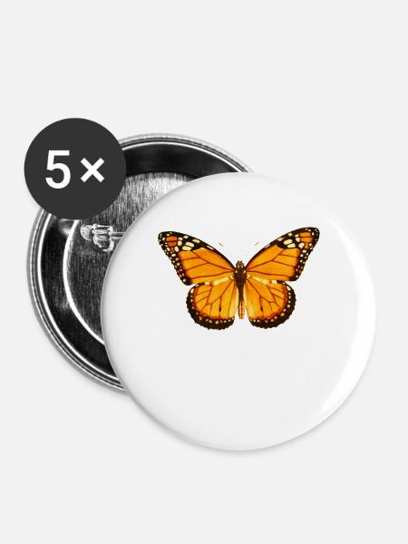 Schmetterling Lepidoptera Insektenkunde - Buttons groß 56 mm (5er Pack) - Weiß