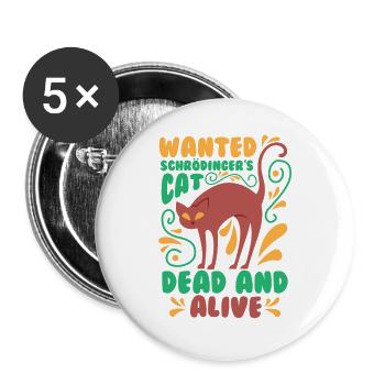 T-shirt Chat de Schrödinger - Physique Chats - Lot de 5 grands badges (56 mm) - blanc - Devant