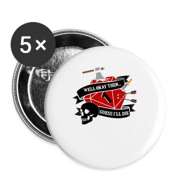 Gamer RPG Dungeon Cube Tabletop Funny Gift - Buttons large 2.2''/56 mm (5-pack) - white - Front