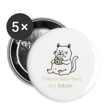 Conquer My Heart with Cookies Fantasy Cat Kids - Buttons large 2.2''/56 mm (5-pack) - white - Front