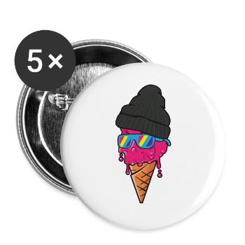 Glace fraîche - Lot de 5 grands badges (56 mm) - blanc - Devant