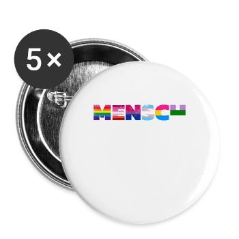 Regenbogen Pride Flag Design - Buttons groß 56 mm (5er Pack) - Weiß - Vorne