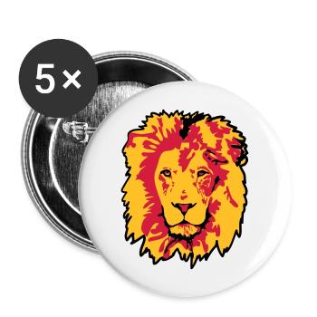 lion - Lot de 5 grands badges (56 mm) - blanc - Devant