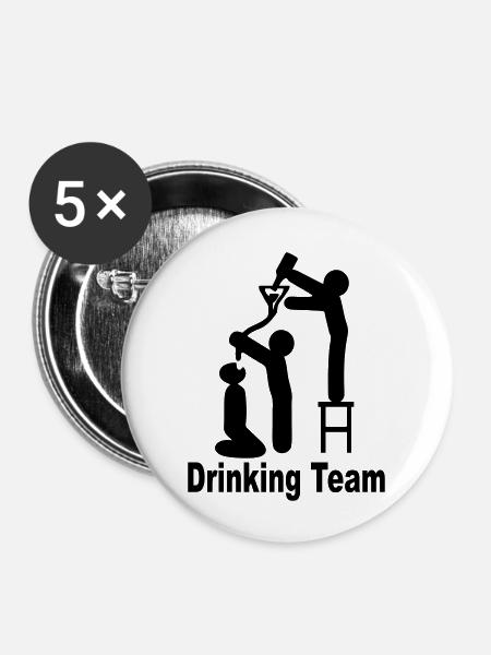 drinking team - Buttons groß 56 mm (5er Pack) - Weiß