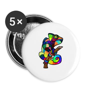 buntes Chamäleon Echse Wildtier Zoologie Baby - Buttons groß 56 mm (5er Pack) - Weiß - Vorne
