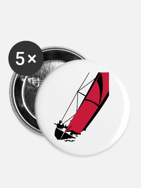 Segelboot - Buttons groß 56 mm (5er Pack) - Weiß