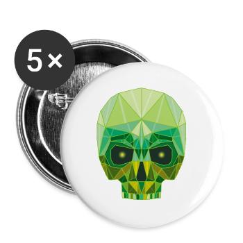 Tête de mort émeraude - Lot de 5 grands badges (56 mm) - blanc - Devant