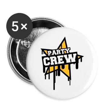 Party Crew - Lot de 5 grands badges (56 mm) - blanc - Devant