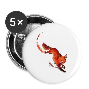 Waldtier Fuchs Zeichnung Natur Abenteuer Tier Jagd - Buttons groß 56 mm (5er Pack) - Weiß - Vorne