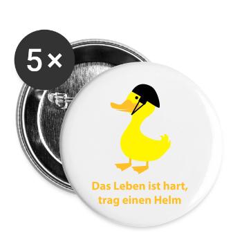 Ente mit Helm - Buttons groß 56 mm (5er Pack) - Weiß - Vorne
