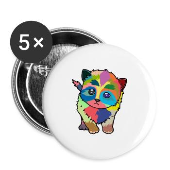 Little colorful cute cat - Buttons large 2.2''/56 mm (5-pack) - white - Front