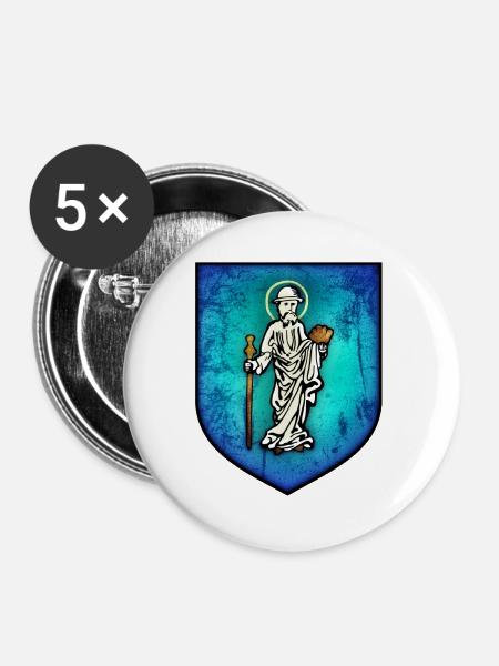 Olsztyn - Polen - rustikal - Buttons groß 56 mm (5er Pack) - Weiß