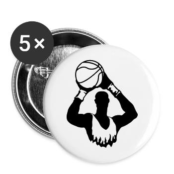 Basketball - Buttons groß 56 mm (5er Pack) - Weiß - Vorne