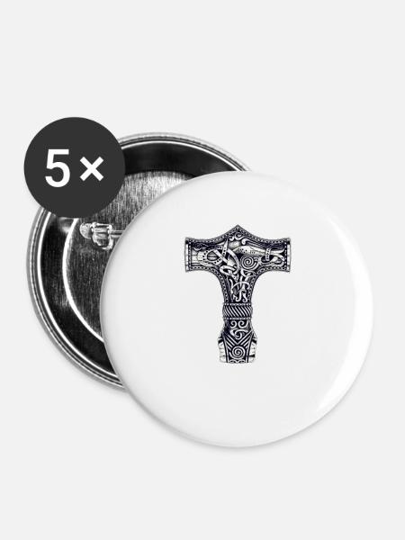 Thors Kreuz - Buttons groß 56 mm (5er Pack) - Weiß