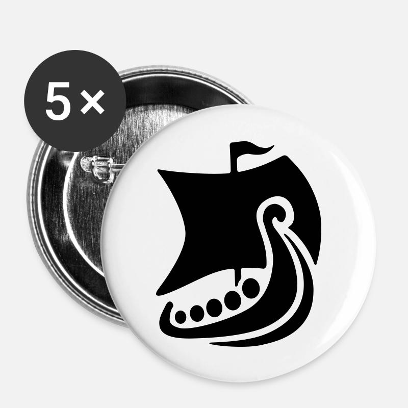 viking-ship - Buttons large 2.2''/56 mm (5-pack) - white