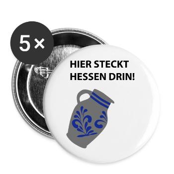 Hier steckt Hessen drin! - Buttons groß 56 mm (5er Pack) - Weiß - Vorne