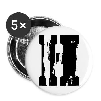 H - Buchstabe - Buttons groß 56 mm (5er Pack) - Weiß - Vorne