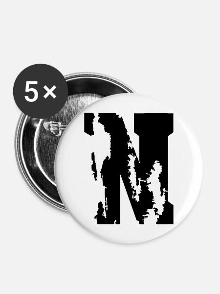 N - Buchstabe - Buttons groß 56 mm (5er Pack) - Weiß