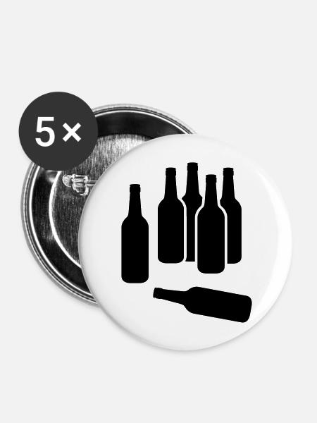 Bierflaschen - Buttons groß 56 mm (5er Pack) - Weiß