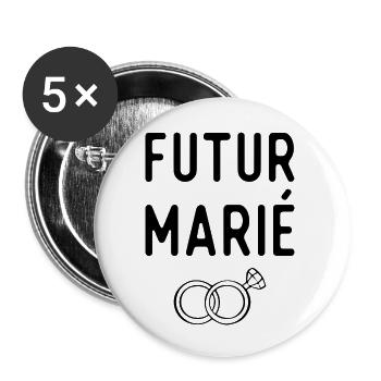 Futur marié evg - Lot de 5 grands badges (56 mm) - blanc - Devant