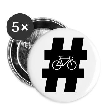 Hashtag Bike - Buttons large 2.2''/56 mm (5-pack) - white - Front