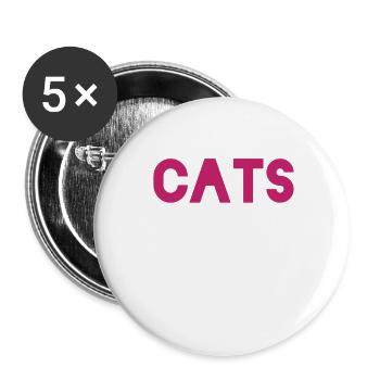 Idée cadeau pour l’amoureux des chats - Lot de 5 grands badges (56 mm) - blanc - Devant