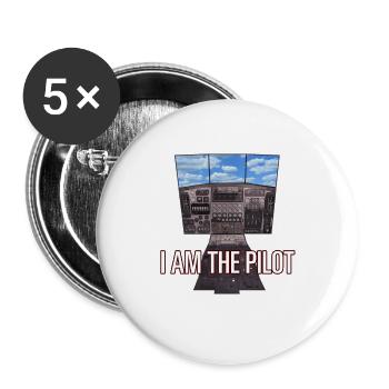 I AM THE PILOT, 3D Game, Cockpit Sky - Gift - Buttons large 2.2''/56 mm (5-pack) - white - Front