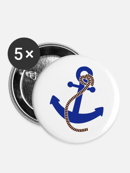 Anchor Logo - Buttons groß 56 mm (5er Pack) - Weiß